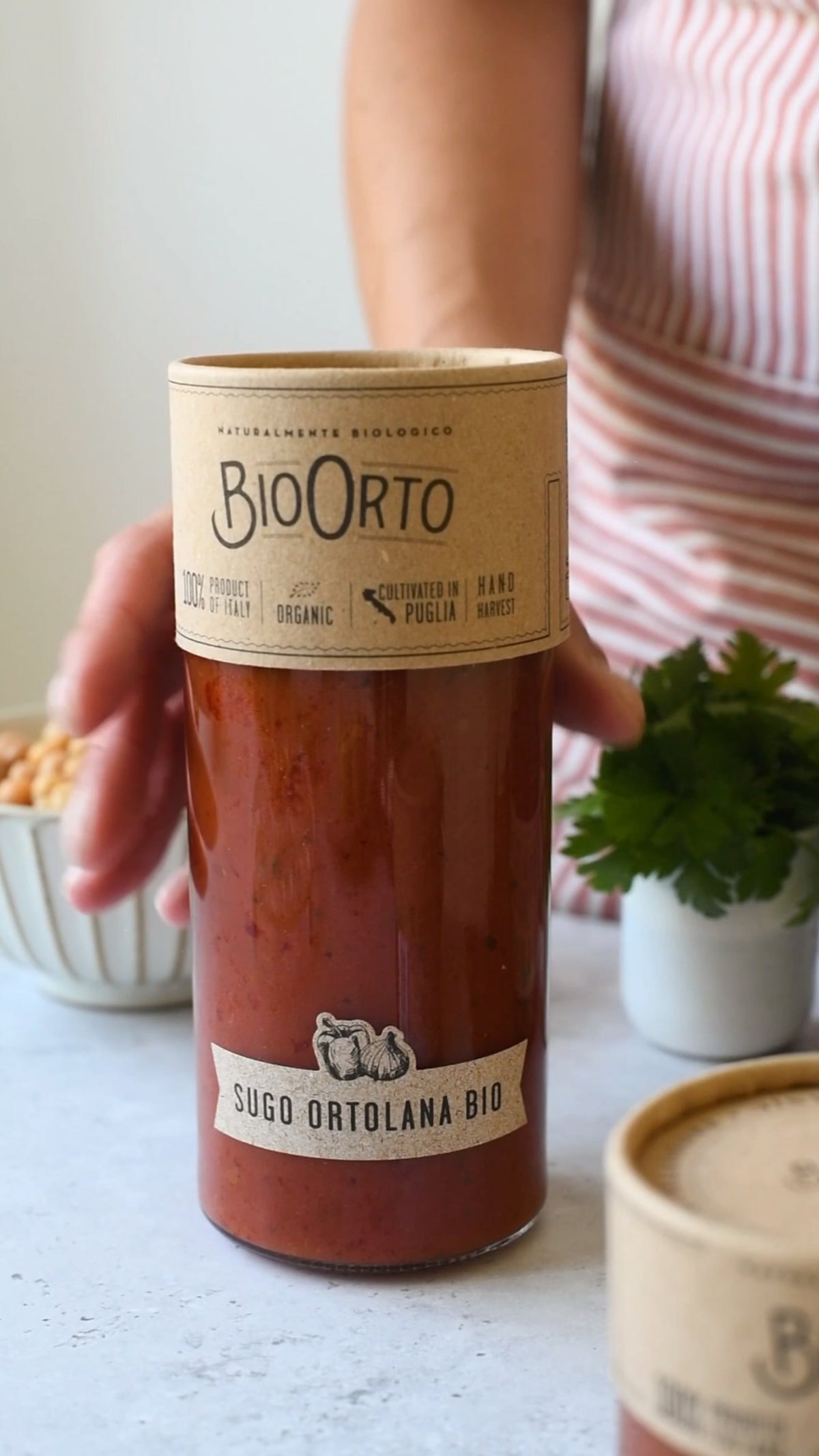 La bottiglia di Sugo all'Ortolana Bio Bio Orto con ceci e prezzemolo