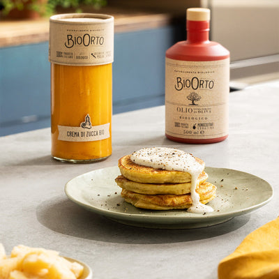 Savory pumpkin pancakes